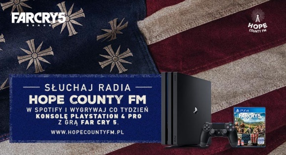 Radio Hope County FM rozpoczyna nadawanie – muzyka w cieniu apokalipsy Muzyka, LIFESTYLE - Na platformie Spotify debiutuje Hope County FM – niepokorna radiostacja, która przybliża świat gry Far Cry 5 oraz prezentuje najlepszą amerykańską muzykę w klimacie rodem z Montany.